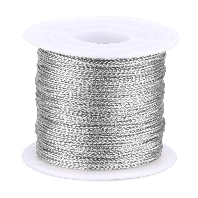 Silver Twine String,100M Silver Thread Twist Ties with Coil,Silver Metallic String for Christmas String,Polyester String Jewelry Cord, DIY Craft String Thread and Packing String - JijaCraft