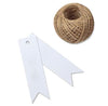 Gift Tags 100 PCS Paper Hang Tags with String, Craft Gift Tags, 7 cm x 2 cm Mini Size Flag Tags, Wedding Favor Tags with 30 Meters Jute Twine - JijaCraft