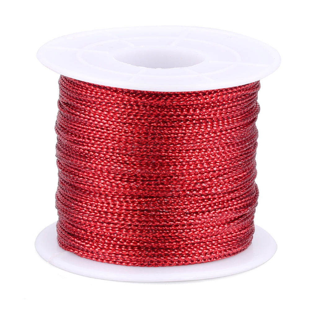 Red Twine String,100M Red Thread Twist Ties with Coil,Red Metallic String  for Christmas String,Polyester String Jewelry Cord, DIY Craft String Thread