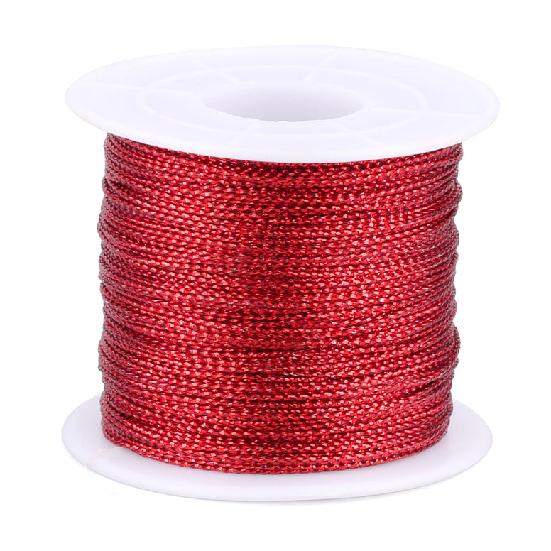 Red Twine String,100M Red Thread Twist Ties with Coil,Red Metallic String for Christmas String,Polyester String Jewelry Cord, DIY Craft String Thread and Packing String - JijaCraft