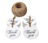 100 PCS Kraft Paper Tags with Thank You Printed,Round Gift Hang Tags,Valentine's Day Craft Tags with 100 Feet Jute Twine - JijaCraft