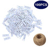 100 Pcs White Mini Wooden Clothespins Natural Wooden Photo Clips Photo Holder with Jute Twine for Hanging Photos - JijaCraft