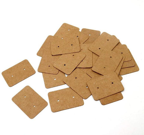 200PCS Kraft Paper Earring Shape Gift Tags 2.5cm X 3.5cm Rectangular Wedding Ear Studs Display Hang Tag - JijaCraft