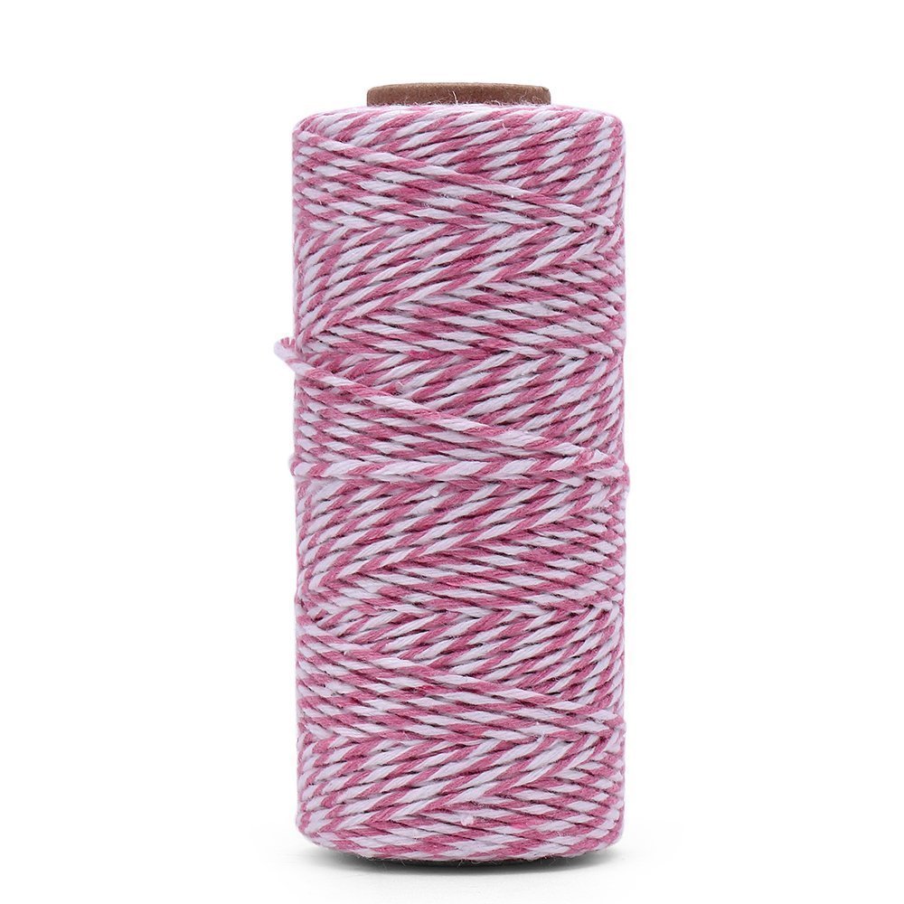 Pink and White Twine,100 M Durable Baker's Twine,Cotton Crafts Twine,P –