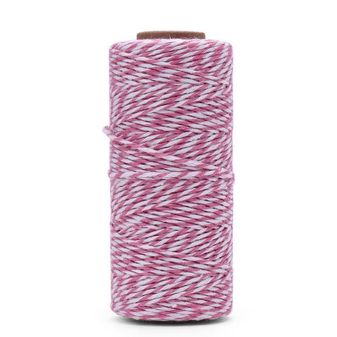 Pink and White Twine,100 M Durable Baker's Twine,Cotton Crafts Twine,Packing Twine String for Gardening Applications - JijaCraft