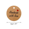 100 PCS Brown Kraft Hang Tags 'Handmade with love' Printed Tags with 100 Feet Jute Twine - JijaCraft