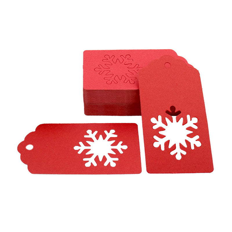 jijAcraft Christmas Gift Tags, 100 Pcs Christmas Tags with String, Brown Hollow Christmas Snowflake Paper Tags, Christmas Name Tags,Gift Tags for
