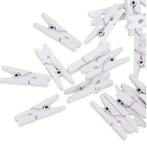 100 Pcs White Mini Wooden Clothespins Natural Wooden Photo Clips Photo Holder with Jute Twine for Hanging Photos - JijaCraft
