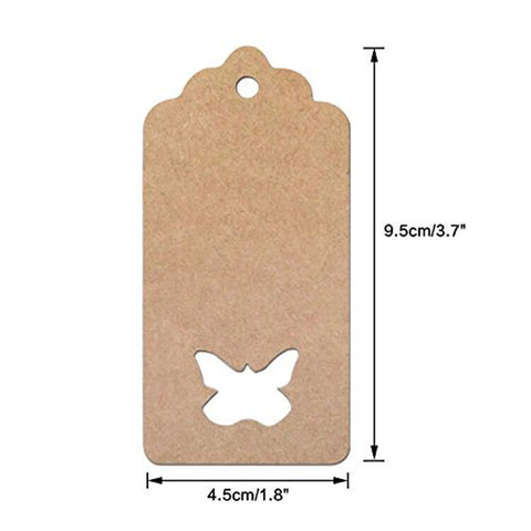 Gift Tags,100 Pieces Kraft Paper tags,Hollow Butterfly Gift Tags for Christmas Day and Wedding or Birthday Party Brown Kraft Hang Labels Tags with 30 Meters Natural Jute Twine. - JijaCraft