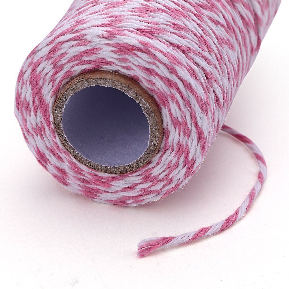 Pink and White Twine,100 M Durable Baker's Twine,Cotton Crafts Twine,P –