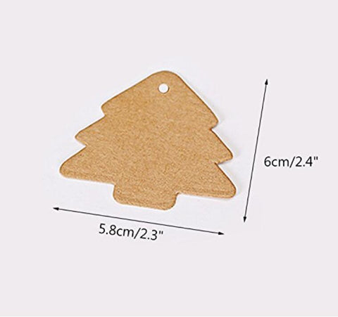 100 PCS Kraft Paper Gift Tags Christmas Tree Shape Brown Kraft Hang Tag Bonbonniere Wedding Favor Gift Tags with Jute Twine 30 Meters - JijaCraft