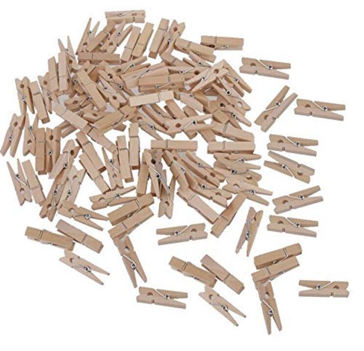 100pc Natural Wooden Clothespins Multi-functional Reusable Mini Clips  Clothes Pins With 10m Jute Twine For Photo Crafts - AliExpress