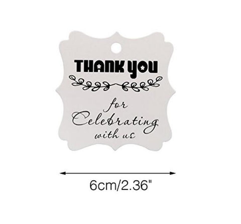 100PCS Thank You for Celebrating with Us Printed Craft Tags,Creative Kraft Paper Gift Hang Tags with 100 Feet Jute Twine - JijaCraft
