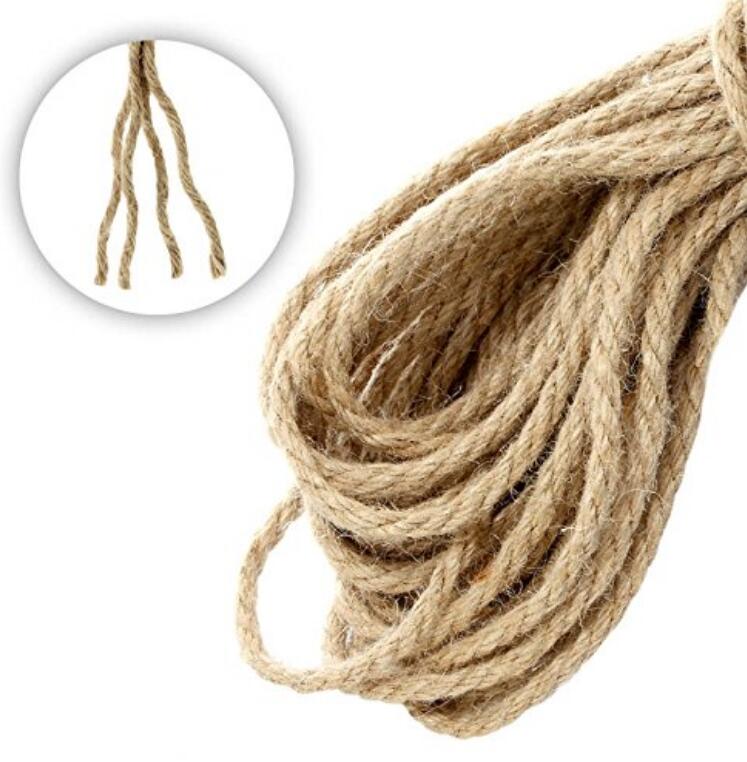 Natural Jute Rope Hemp Rope (6 mm x 165 ft) Strong Jute Twine for DIY  Crafts, Cat Scratch Post, Gardening, Decorating