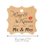 Wedding Paper Tags,"Hug & Kisses FROM THE NEW MR & MRS" Printed 100 PCS Kraft Paper Tags,Creative Wedding Valentine's Day Favor Kraft Hang Tags with 100 Feet Jute Twine - JijaCraft
