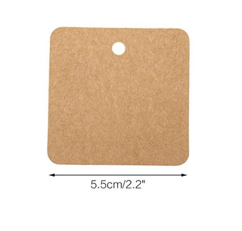 G2PLUS Kraft Paper Gift Tags with String,100PCS Square Hang Tags-2.2''Blank  Present Tags with 66 Feet Natural Jute Twine for Gift Wrapping, Arts and