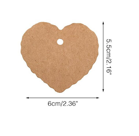 Heart Paper Tags, 100PCS Paper Gift Tags Wedding Favor Kraft Hang Tag Bonbonniere Favor Gift Tags with Jute Twine 30 Meters - JijaCraft