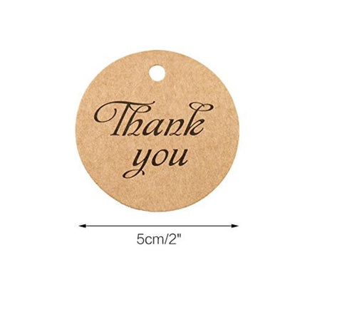 100 PCS Kraft Paper Tags with Thank You Printed,Round Gift Hang Tags,Valentine's Day Craft Tags with 100 Feet Jute Twine - JijaCraft