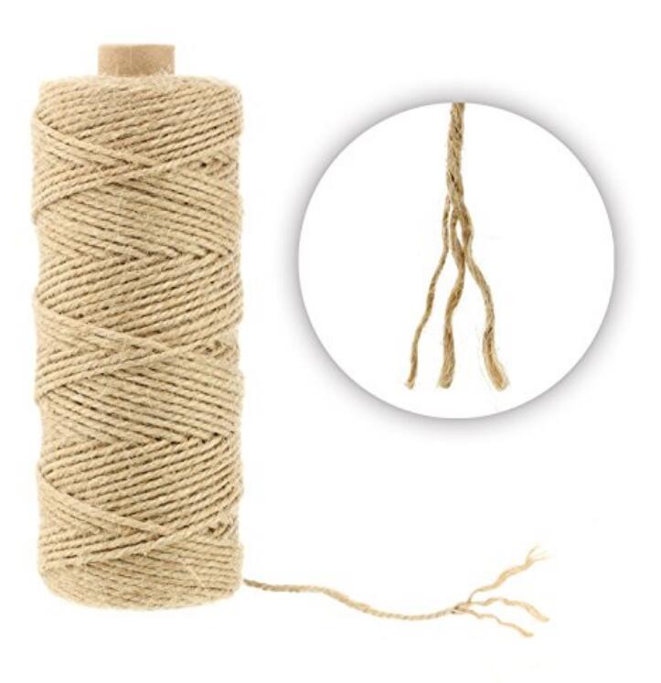 2MM 100M 3 Ply Natural Jute Twine Durable Hemp Rope Gift String