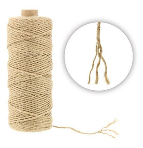 2MM 100M 3 Ply Natural Jute Twine Durable Hemp Rope Gift String Twine for DIY Crafts and Garden Application - JijaCraft
