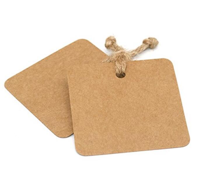 100 PCS Square Paper Gift Tags with 30 M Jute Twine for Crafts Hang Ta –