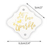 Let Love Sparkle Tags,100PCS Wedding Tags,Original Design Paper Gift Tags with 100 Feet Jute Twine (2.36 inch,Gold Font) - JijaCraft