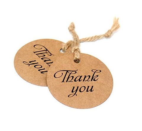 100 PCS Kraft Paper Tags with Thank You Printed,Round Gift Hang Tags,Valentine's Day Craft Tags with 100 Feet Jute Twine - JijaCraft