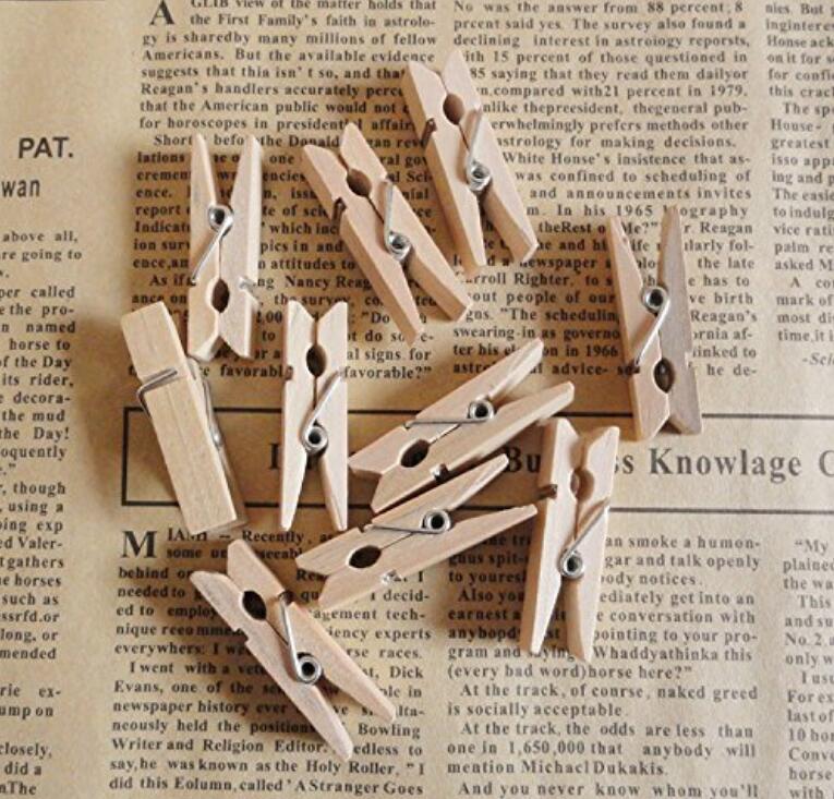 100pcs Wooden Clothespins Multi-functional Reusable Mini Wooden Clips With  Jute Twine for Photo Wall and DIY Craft