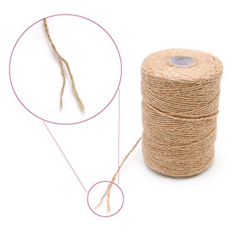 BeCraftee Natural Jute Twine 2 Pack - Best Crafting String for Craft Projects, Wrapping, Packing and More - 656 Feet of Thick Jute Rope to Use Around