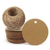 Kraft Paper Gift Tag with 100 Feet Jute Twine, Round Shaped 5.5 cm Blank Hang Tags for Craft Projects, Xmas Gifts - JijaCraft