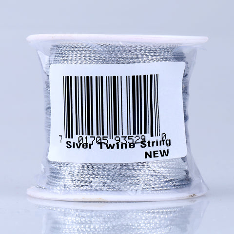 Silver Twine String,100M Silver Thread Twist Ties with Coil,Silver Metallic String for Christmas String,Polyester String Jewelry Cord, DIY Craft String Thread and Packing String - JijaCraft