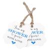 Original Design 100 Pcs From My Shower to Yours with Love Tags and 100 Feet Jute Twine,Blue Bridal Shower Favor Tags,Baby Shower Favor Tags - JijaCraft