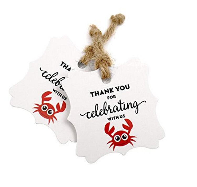 Thank You for Celebrating with Us Tags, 100PCS Paper Gift Tags with Natural  Jute Twine Perfect for Wedding,Baby Shower and Party Decoration (Red)