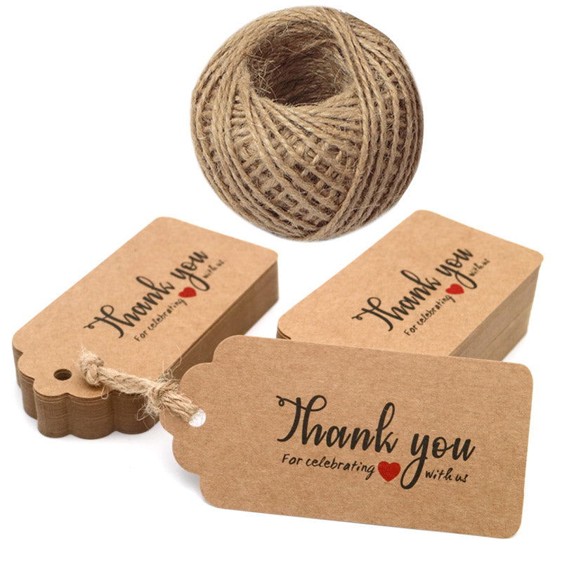 100 Stuks Kraft Papieren Kaartjes – Blanco Met Hartjes, Bruin, 9x4 Cm, Met 20 Meter Jute Touw, Ideaal Voor Cadeaulabels, Bagagelabels, Prijskaartjes En DIY-projecten