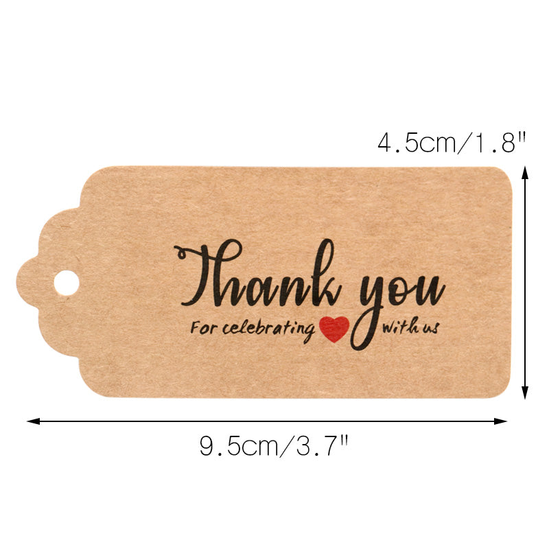 jijAcraft 100Pcs Thank You for Celebrating with Us Tags,Thank You  Tags,Thank You Gift Tags with String,Personalized Rectangle Br