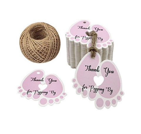 jijAcraft Thank You Tags,100Pcs Thank You Gift Tags with  String,Personalized Foil Rose Gold Thank You for Celebrating with Us  Tags,White Paper Gift