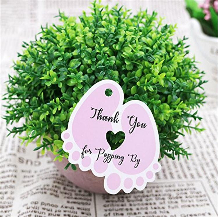 100 Etichette Regalo Personalizzate Per Baby Shower - Targhette 'Thank You For Popping' - Nero 4.5x4.5 Cm - 3