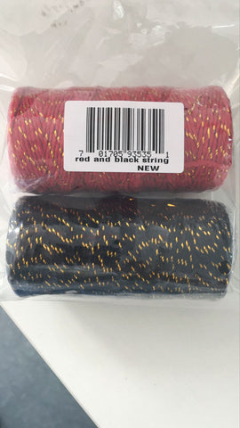 100 M Red&Gold String and 100 M Black&Gold,2MM Christmas Cotton Twine - JijaCraft
