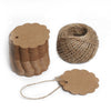 100PCS Paper Gift Tags with String,6 CM Bonbonniere Favor Gift Tag with Jute Twine 30 Meters - JijaCraft