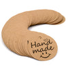 Handmade Gift Tags,100 PCS Round Handmade Kraft Hang Tags,Brown Funny Kraft Paper Gift Labels with 100 Feet Jute Twine - JijaCraft