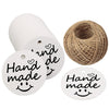 Handmade Gift Tags,100 PCS Round Handmade Kraft Hang Tags,Brown Funny Kraft Paper Gift Labels with 100 Feet Jute Twine - JijaCraft