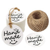 Handmade Gift Tags,100 PCS Round Handmade Kraft Hang Tags,Brown Funny Kraft Paper Gift Labels with 100 Feet Jute Twine - JijaCraft