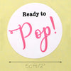 60Pcs Ready to Pop Stickers,2"Baby Shower Stickers for Popcorn(Pink)
