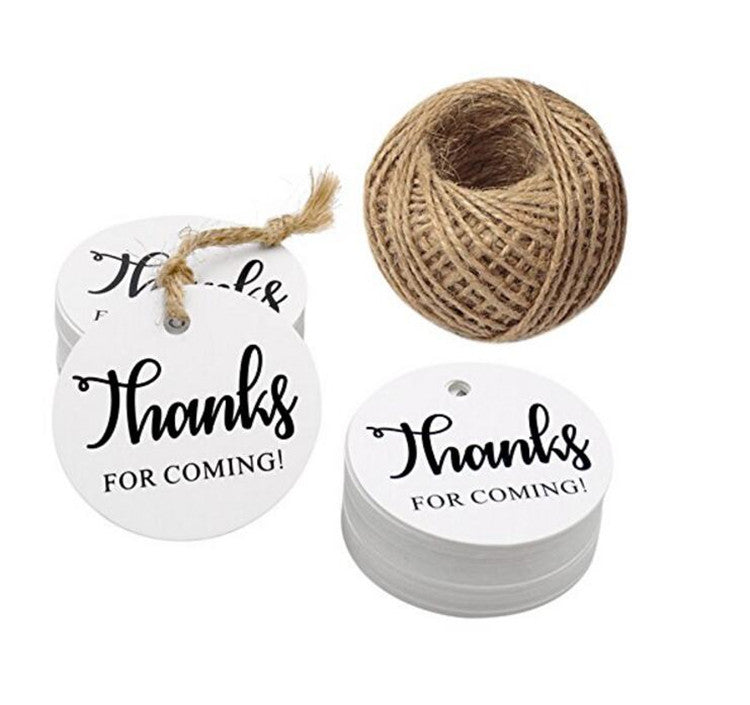 Thanks for Coming Tags 100 PCS Round Tags,Kraft Paper Gift Tags with 100 Feet Natural Jute Twine Perfect for Baby Shower,Wedding Party Favor - JijaCraft